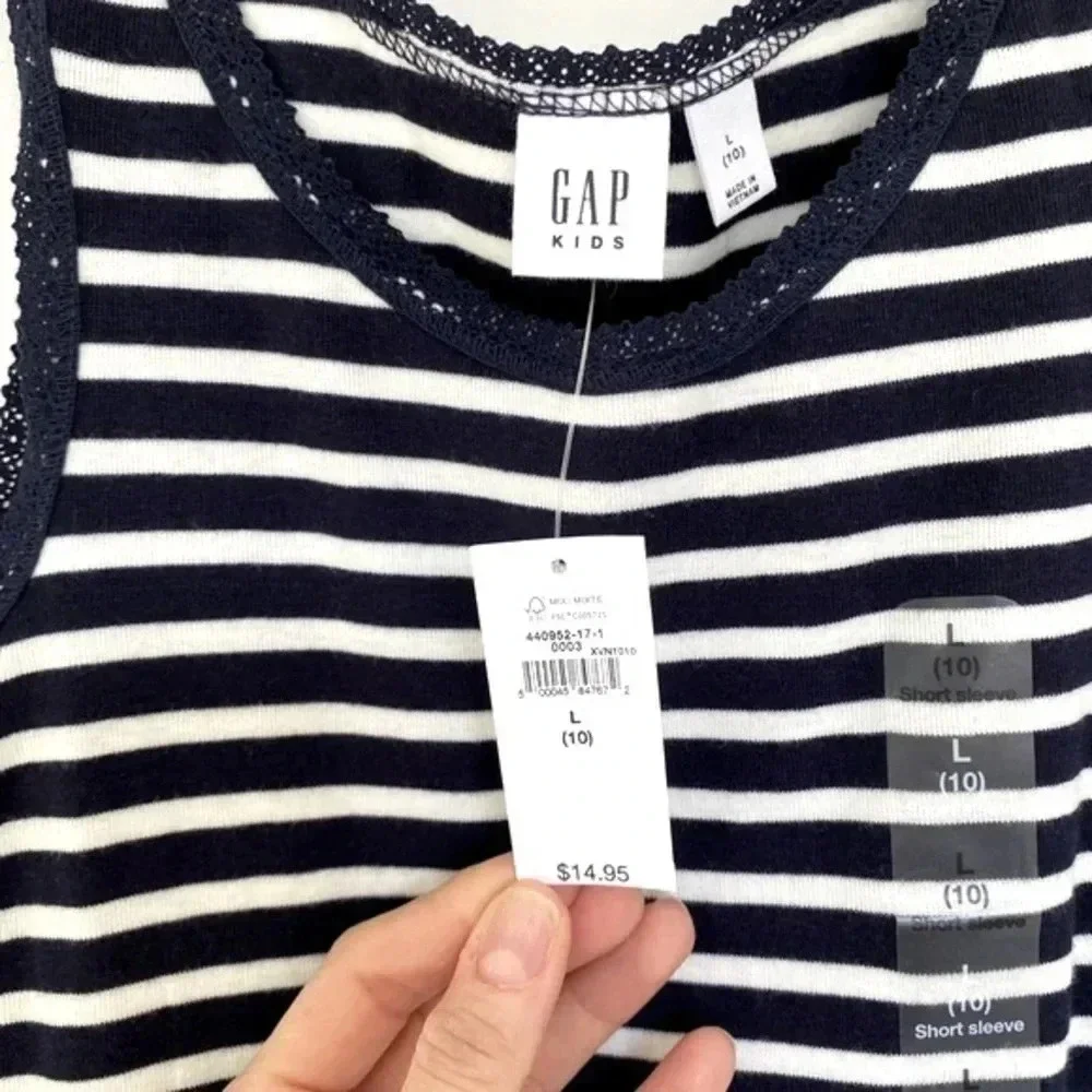 GAP Kids Navy Blue Girl’s Lace Trim Tank Girl’s Size L